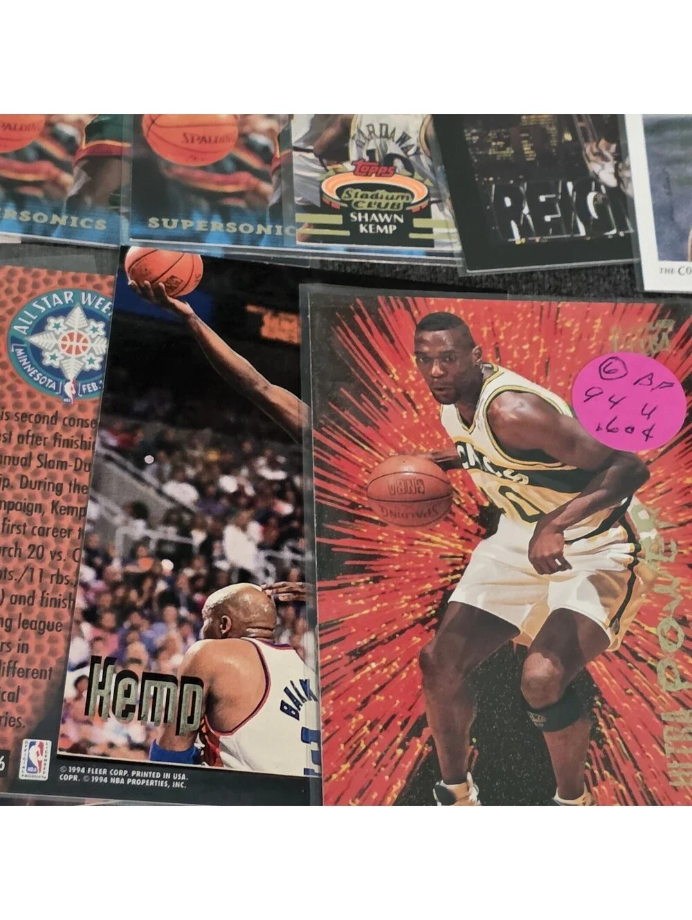 Shawn Kemp 39 Card Lot Collection Rookies, 90s, Base, Inserts